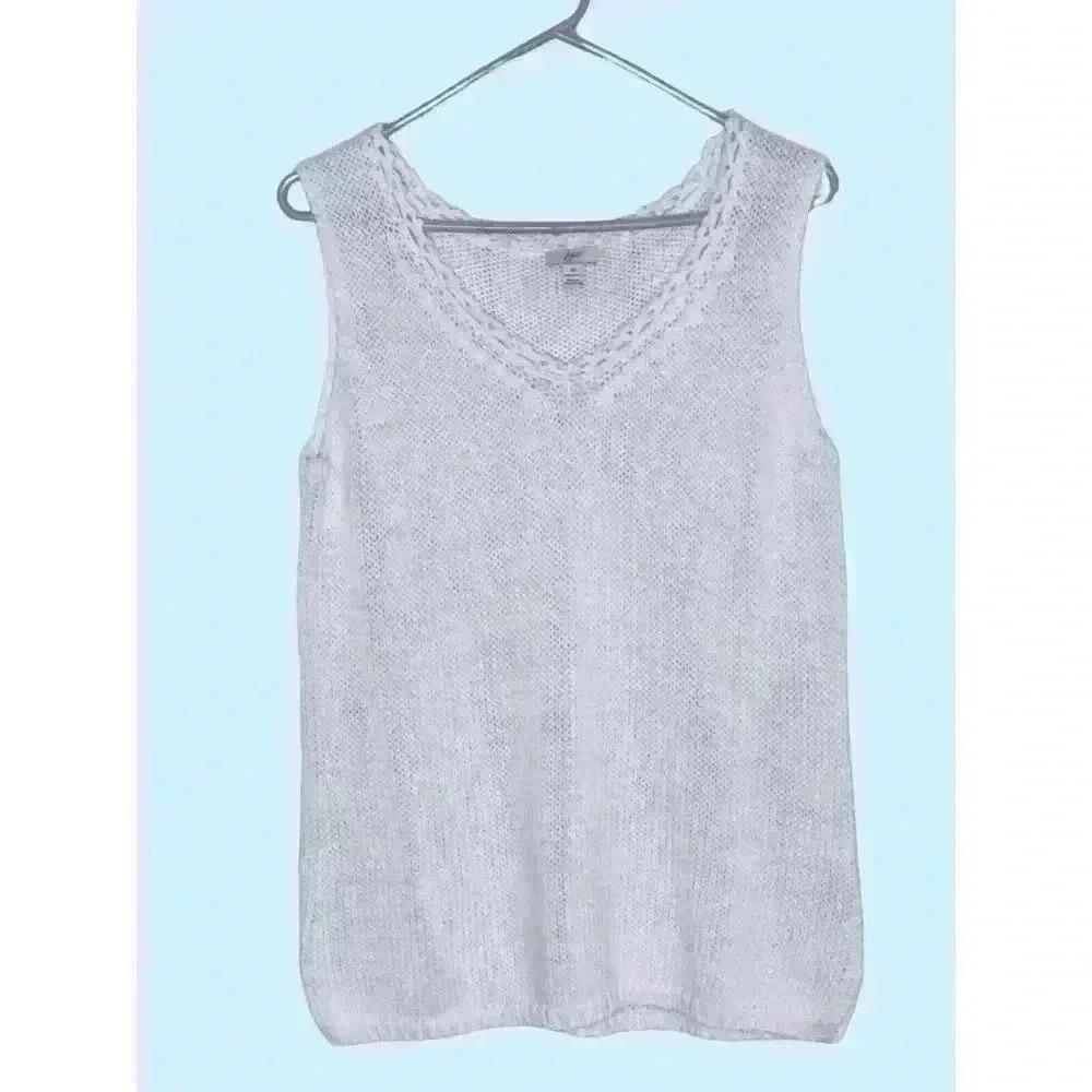 J. Jill White V-Neck Sleeveless Knit Sweater